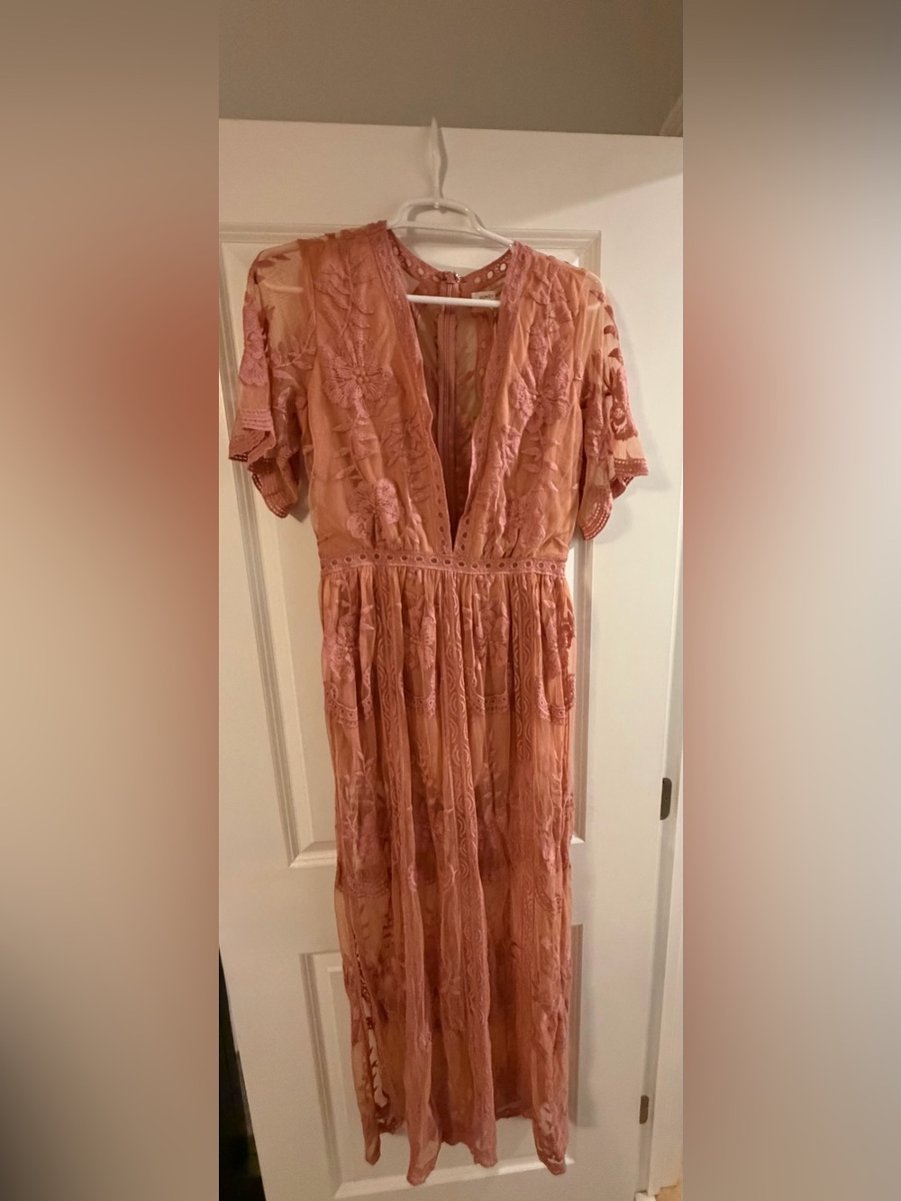 Women’s Honey Punch Boho embroidered romper maxi floral lace dress size M NWT - Picture 2 of 5